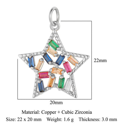 Colgante de cobre y circonita con forma de estrella y sol 