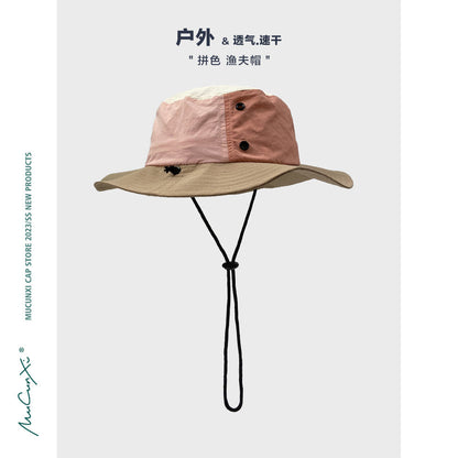 Color-Block Quick-Dry Fisherman Hat Summer