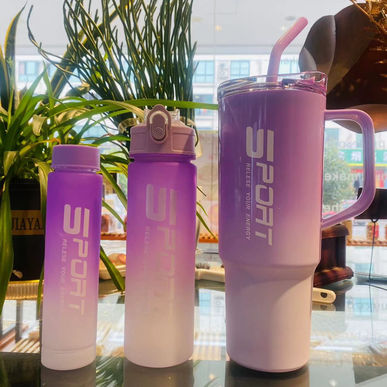 Car Bottle Three-Piece Set, Plastic, Portable with Handle