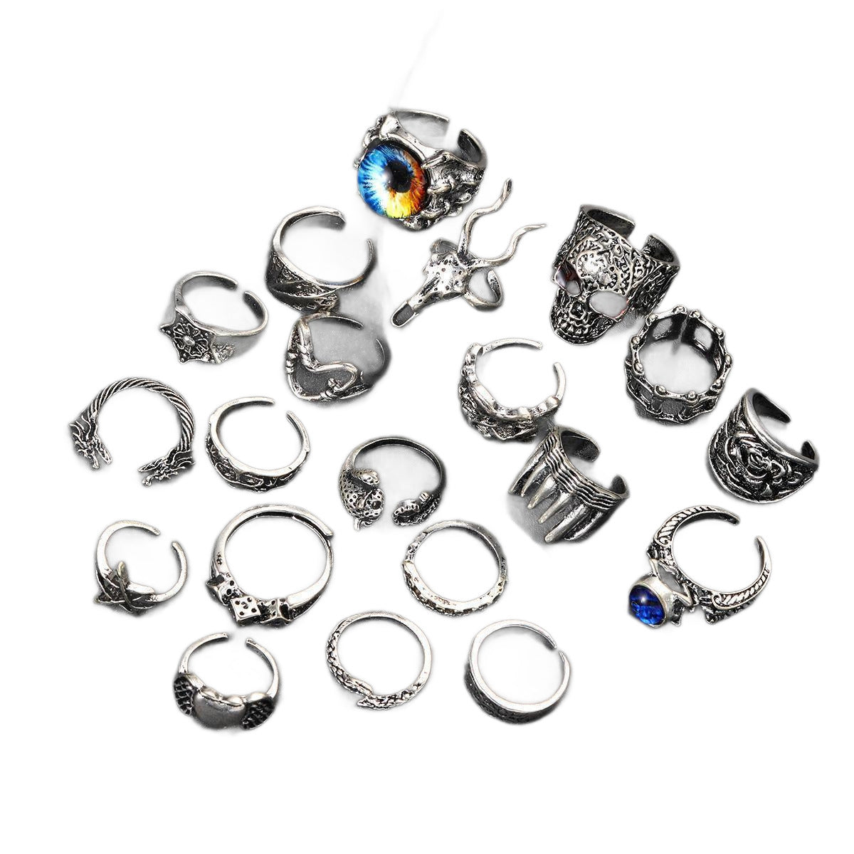 Skull Spider Punk Ring Set (20-piece)