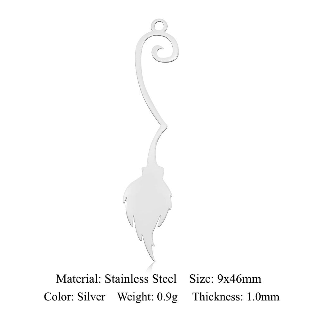 5 pcs/titanium steel magic witch broom necklace pendant