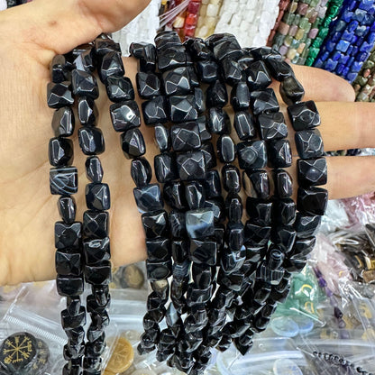 8*8MM 25pcs/string natural stone cut square loose beads