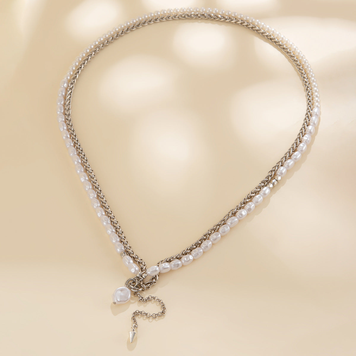 Special-shaped pearl BSK chain necklace