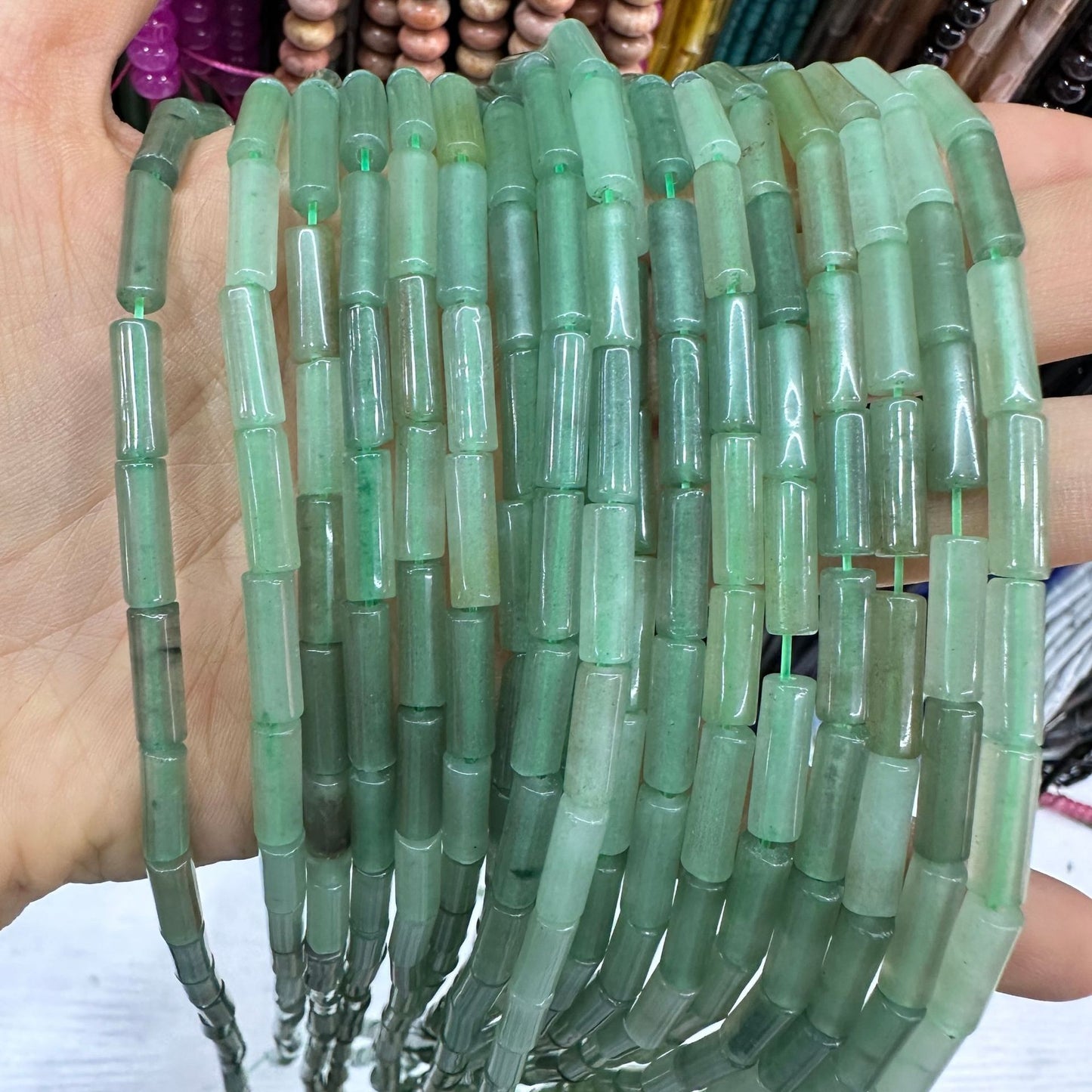 4*13MM natural stone crystal cylindrical spacer beads