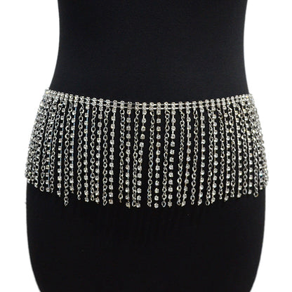 Rhinestone inlaid belly dance waist chain