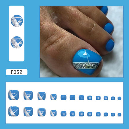 French Diamond Glitter Toe Nails