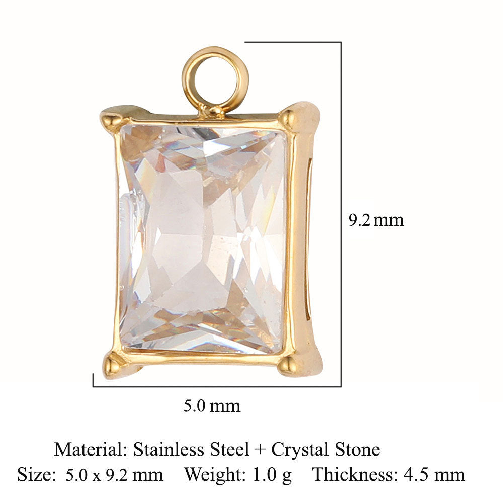 Square point diamond stainless steel pendant