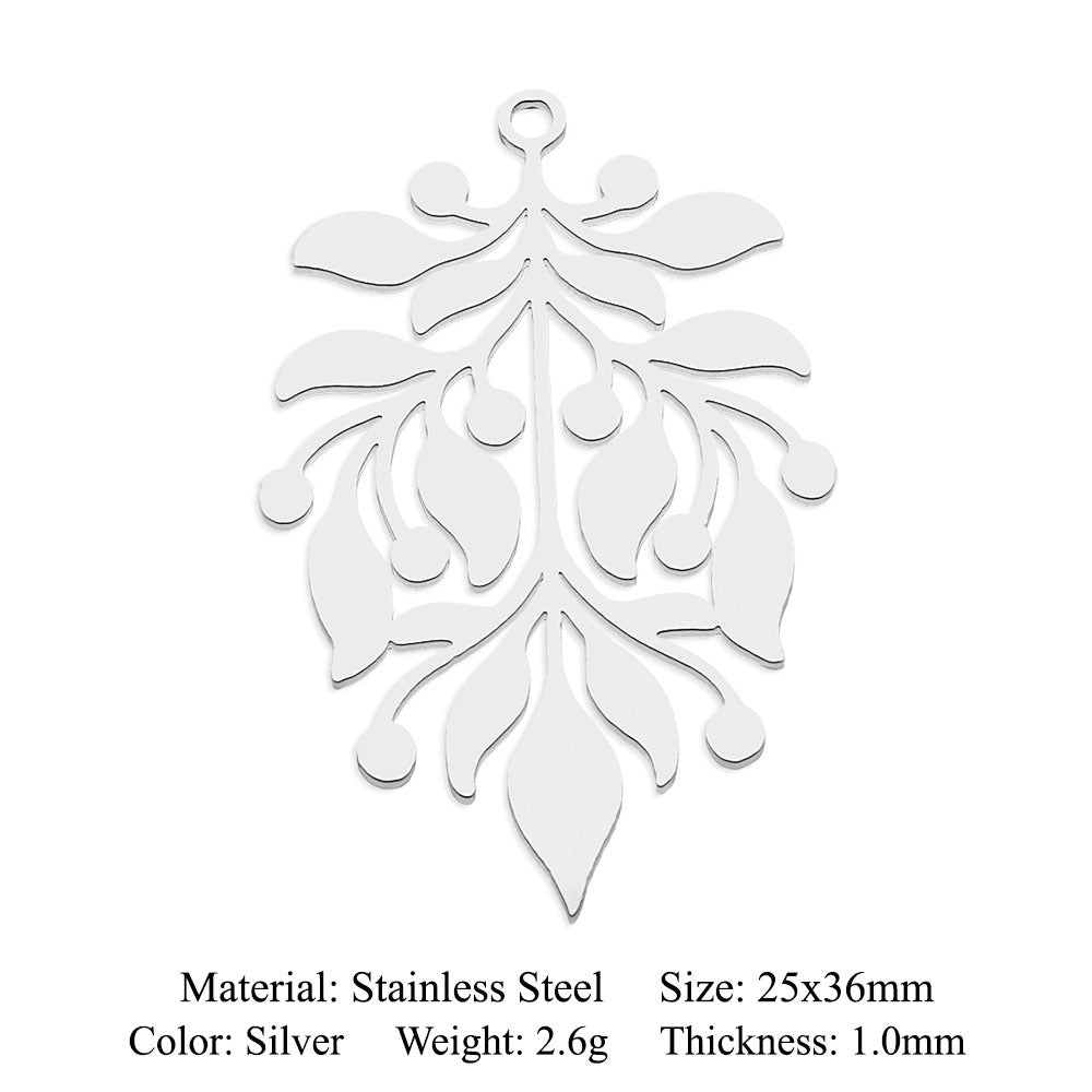 5 pcs/pack, mushroom flower titanium steel pendant.