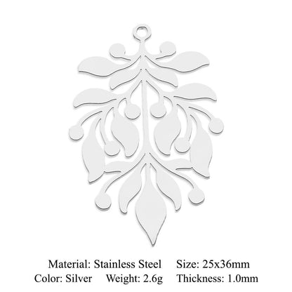 5 pcs/pack, mushroom flower titanium steel pendant.