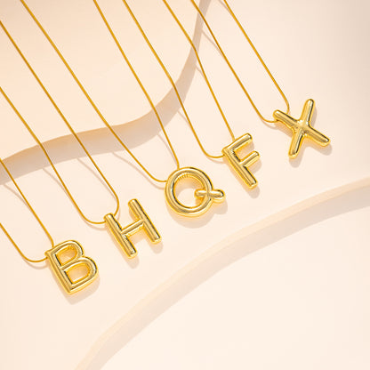 Colar de letras de aço inoxidável, design simples, sem desbotamento 