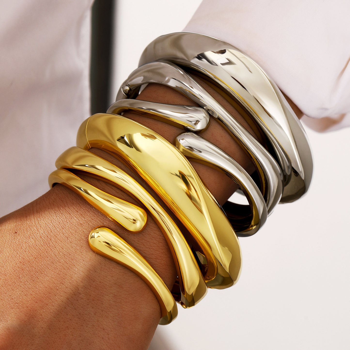 3-Piece Irregular Metal Bracelet Set