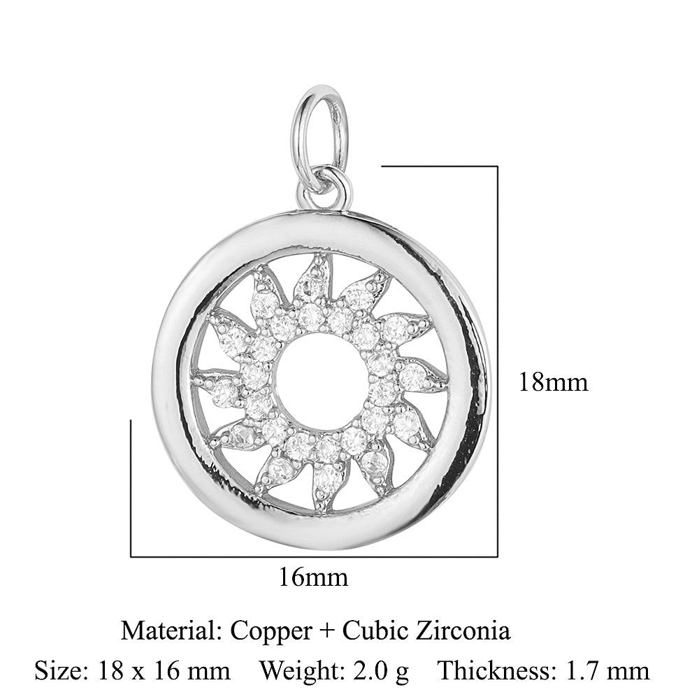 Colgante de cobre y circonita con forma de estrella y sol 