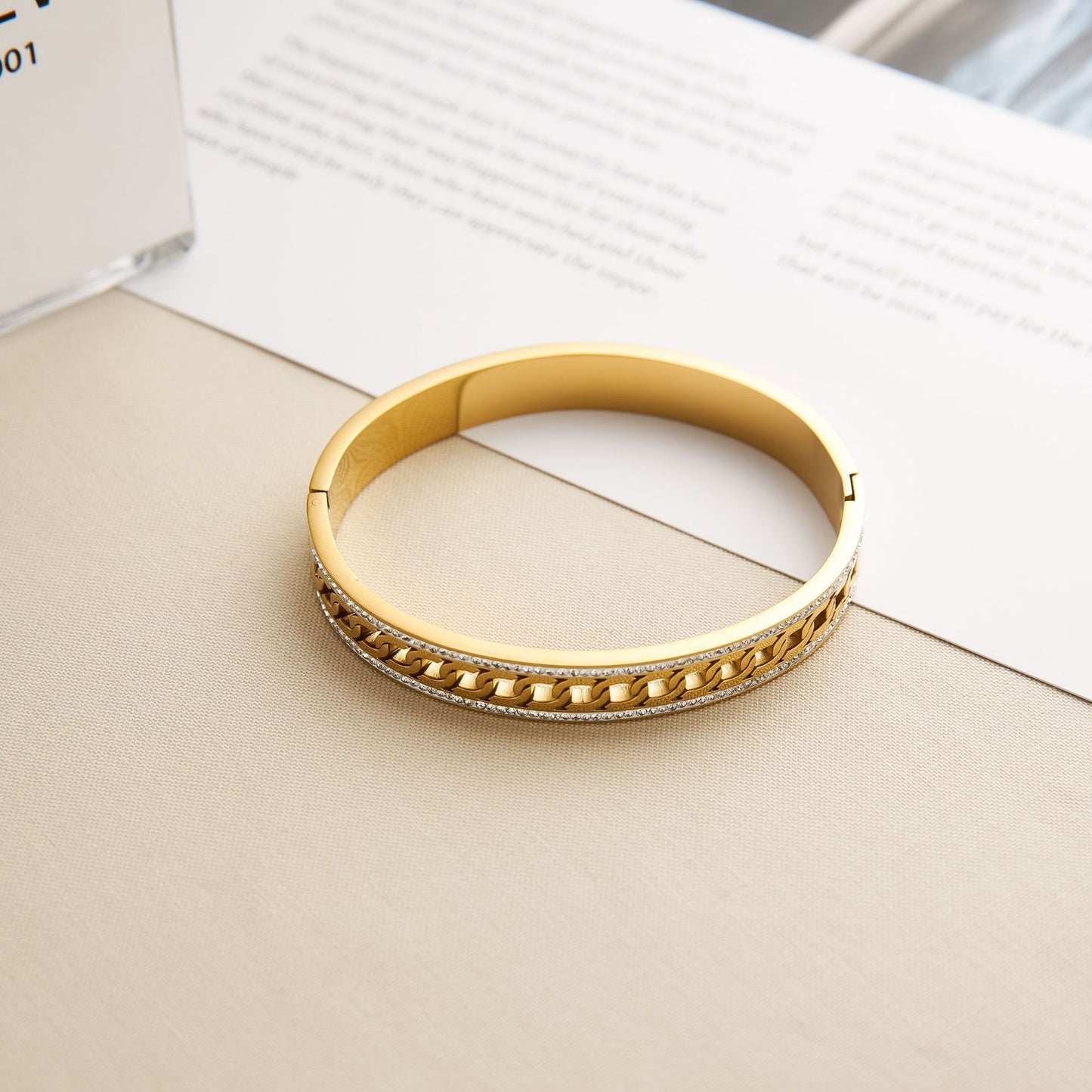 Double Row Diamond Titanium Steel Bracelet