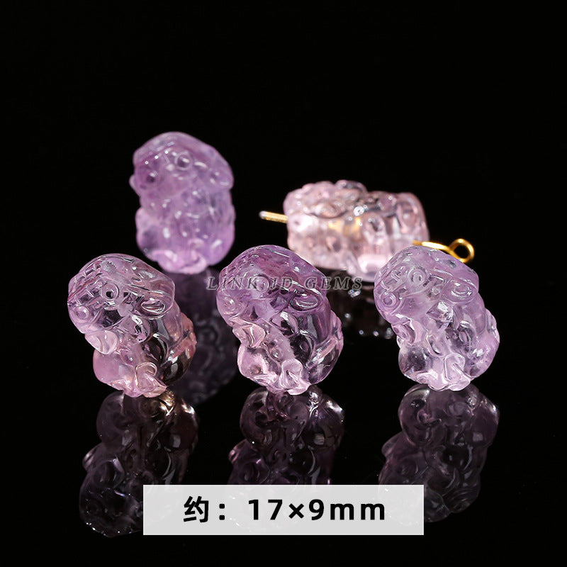 Amethyst engraving Pixiu nine-tailed fox single loose bead