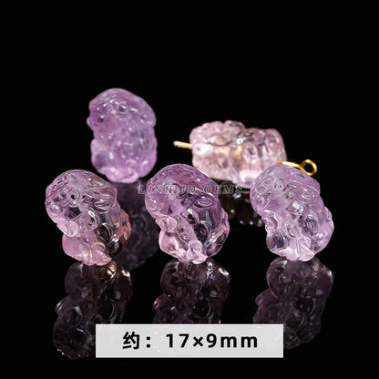 Amethyst engraving Pixiu nine-tailed fox single loose bead