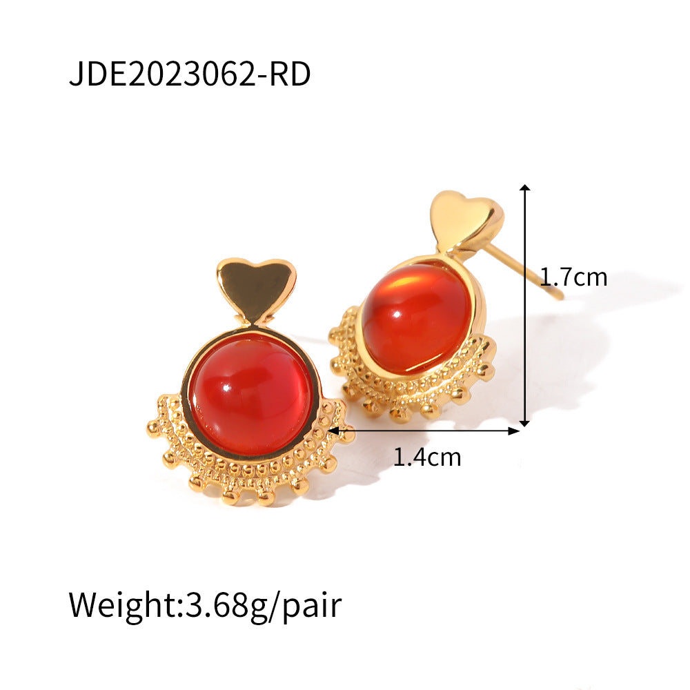 Sunlight Heart Titanium Steel Earrings