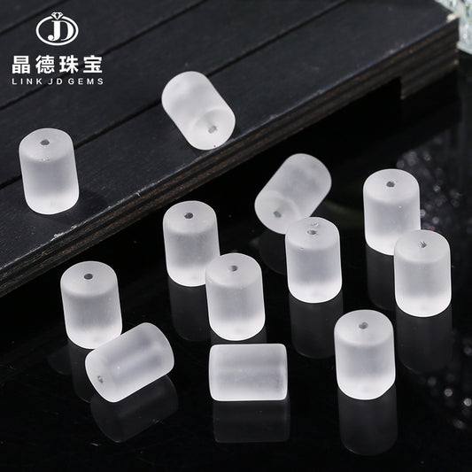10 * 14 mm cuentas sueltas de tubo redondo de vidrio blanco y negro esmerilado