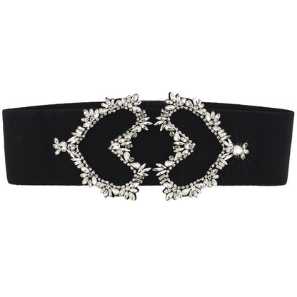 Elastic waist seal hand-sewn rhinestone crystal