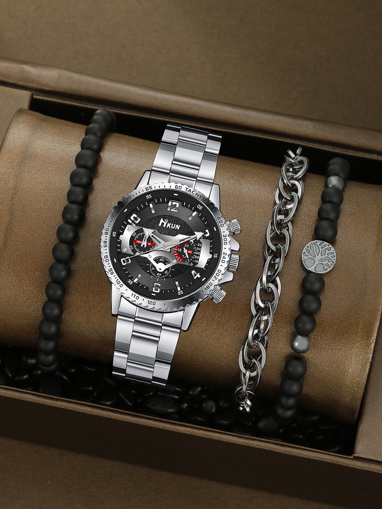 Men's Watch Punk Woven Bracelet Set