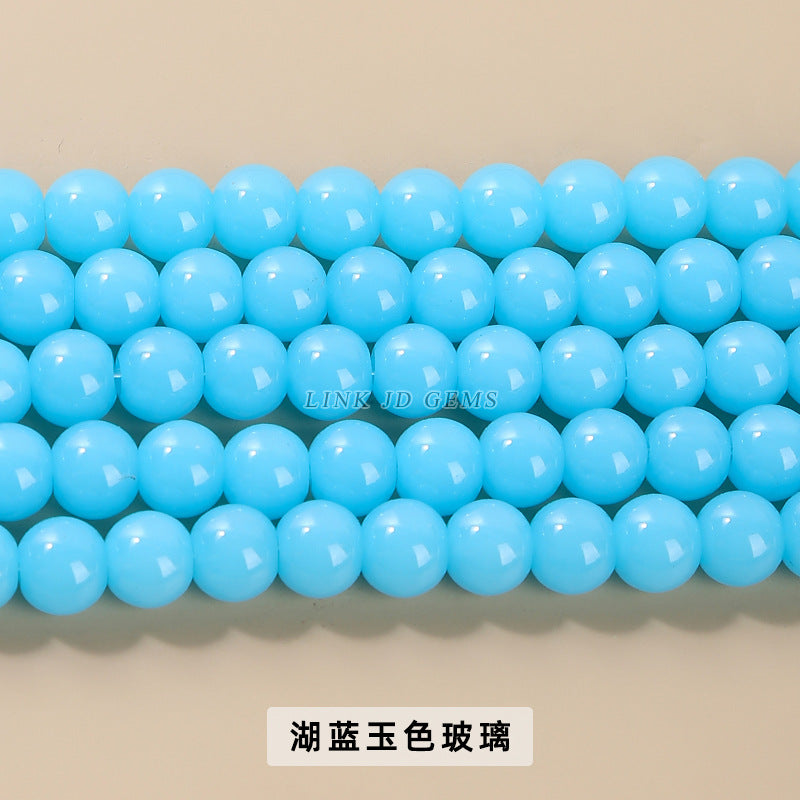Color porcelain glass beads imitation jade round beads loose beads