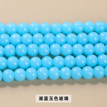 Color porcelain glass beads imitation jade round beads loose beads