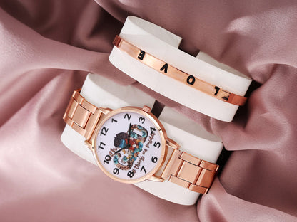 Necklace Steel Strap Quartz Watch Rose Bracelet