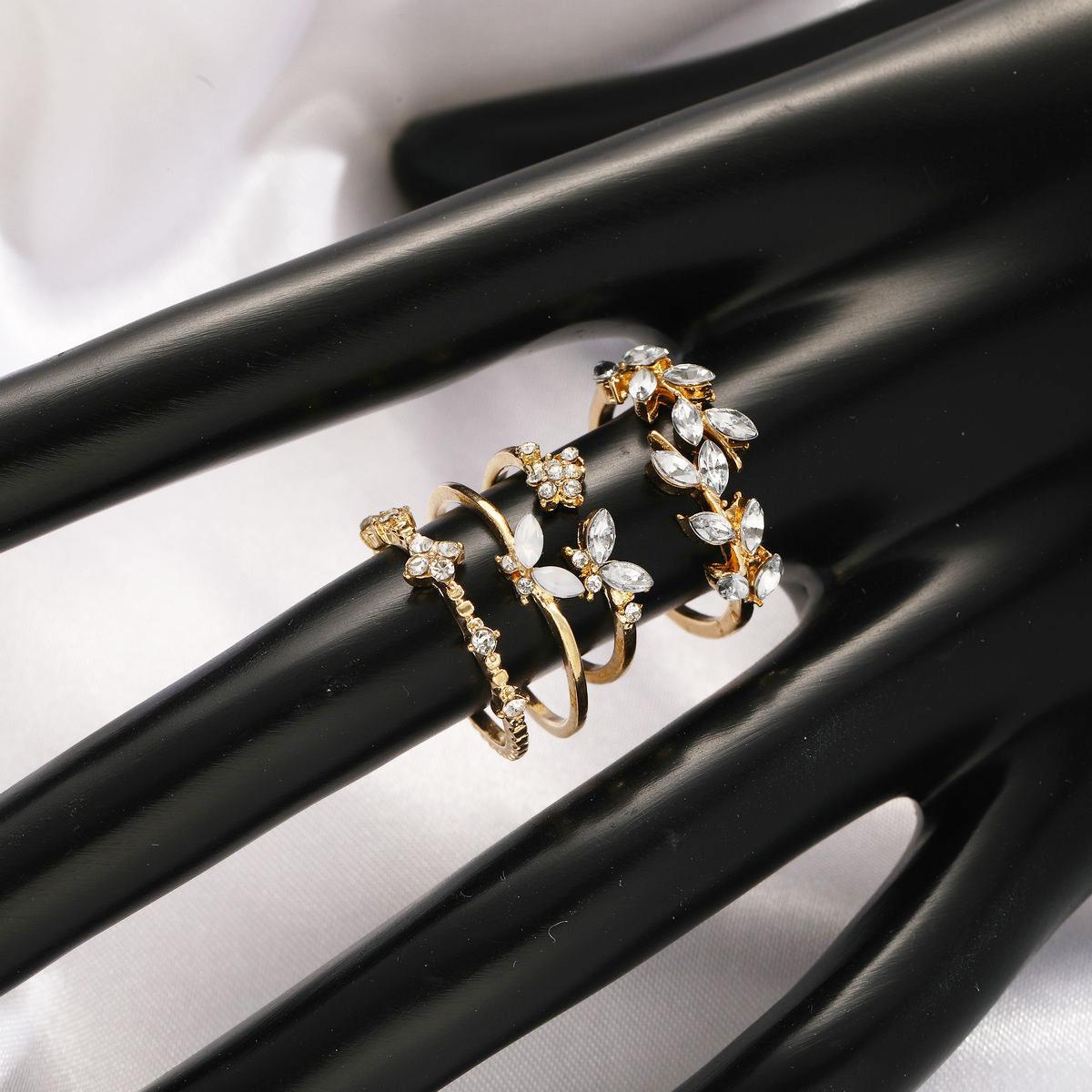 Butterfly & Leaf Stackable Ring Set