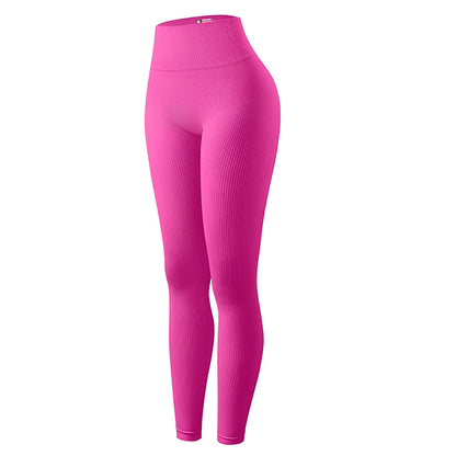 Threaded Leggings Trousers Seamless Yoga Pants High Waist