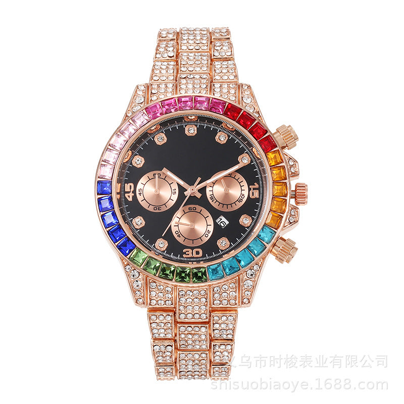 Reloj para hombre con esfera romana y diamantes de imitación 