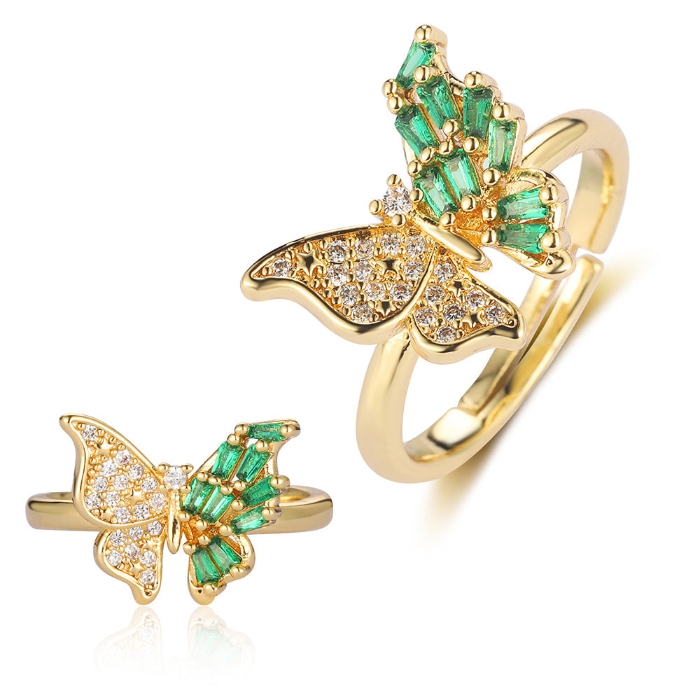 Butterfly Mermaid Tail Snake Copper Zircon Ring