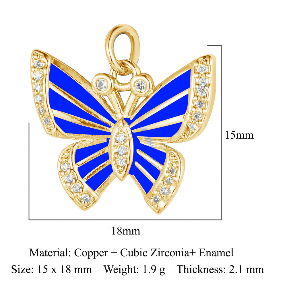 Feather dripping oil crown love copper zircon pendant