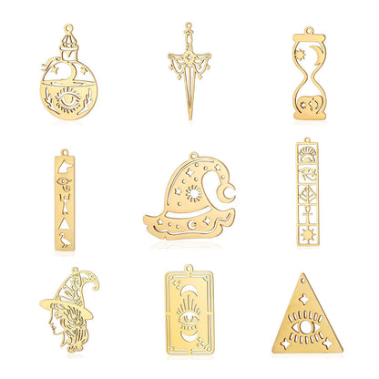 5 pcs/bag witch hat titanium steel eye pendant