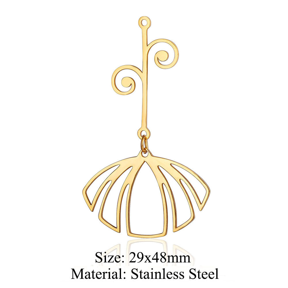 5 pcs/pack flower fringed titanium steel pendant