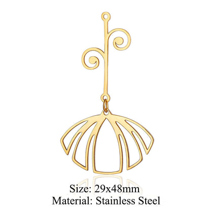 5 pcs/pack flower fringed titanium steel pendant