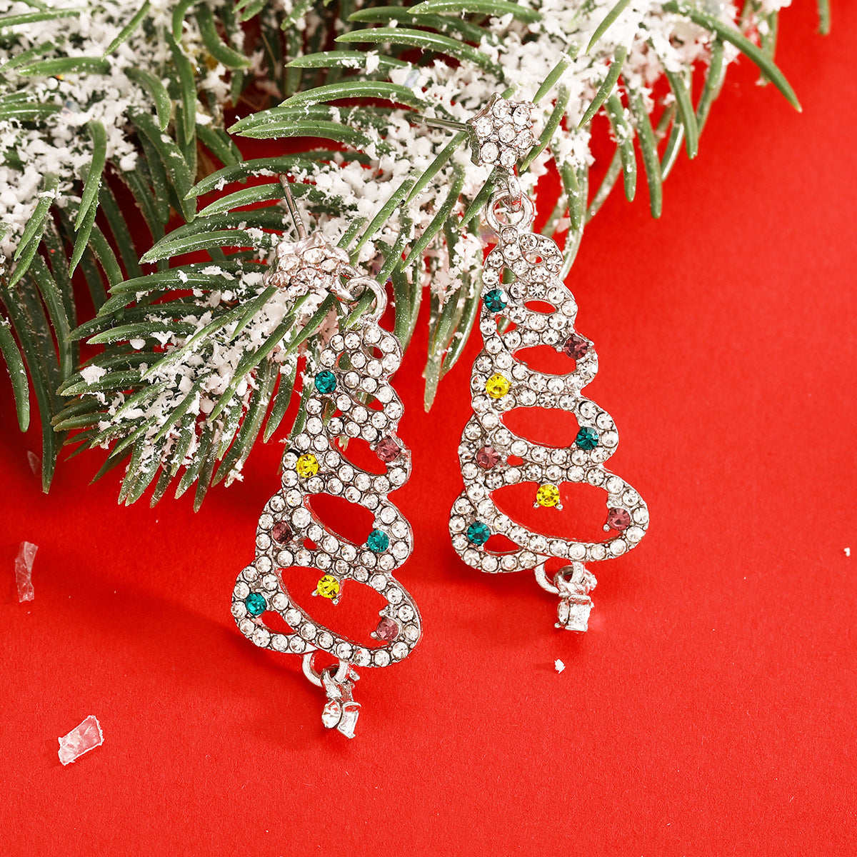 Diamond Christmas Tree Earrings