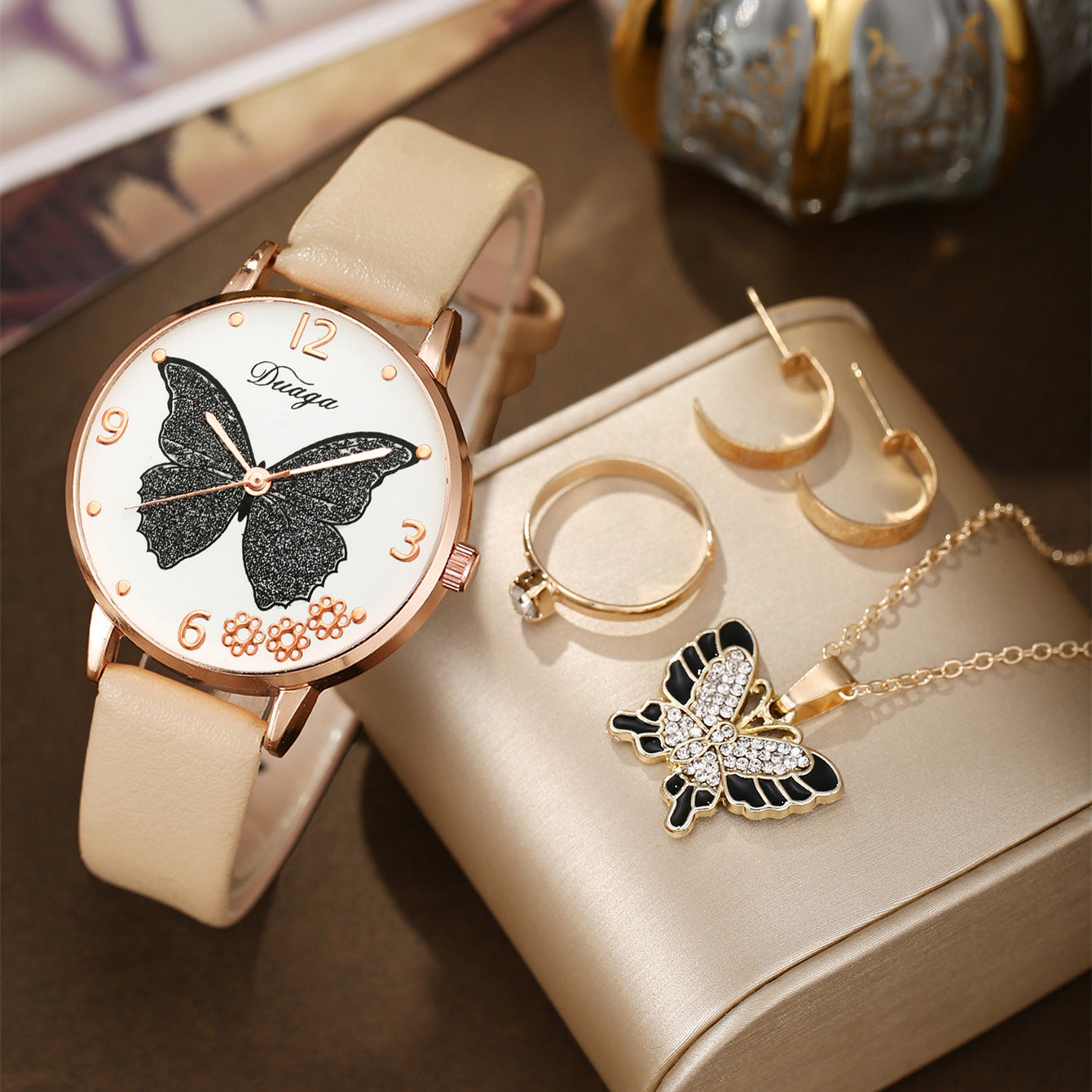 Butterfly Watch Pearl Butterfly Jewelry Set