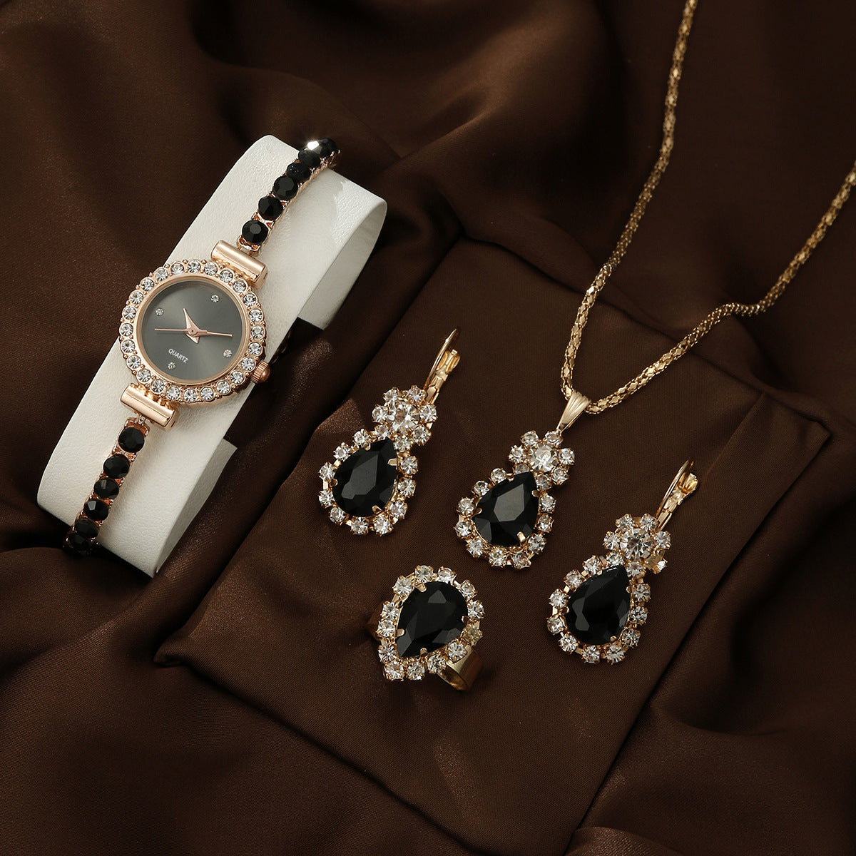 Bracelet Watch Peacock Water Drop Women's Jewelry Set