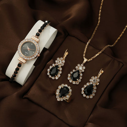 Bracelet Watch Peacock Water Drop Women's Jewelry Set