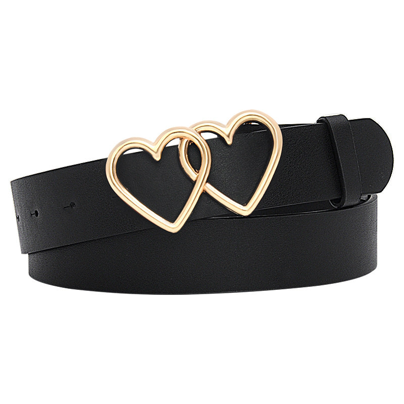 Peach heart double buckle belt woman