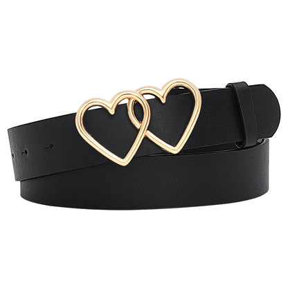Peach heart double buckle belt woman