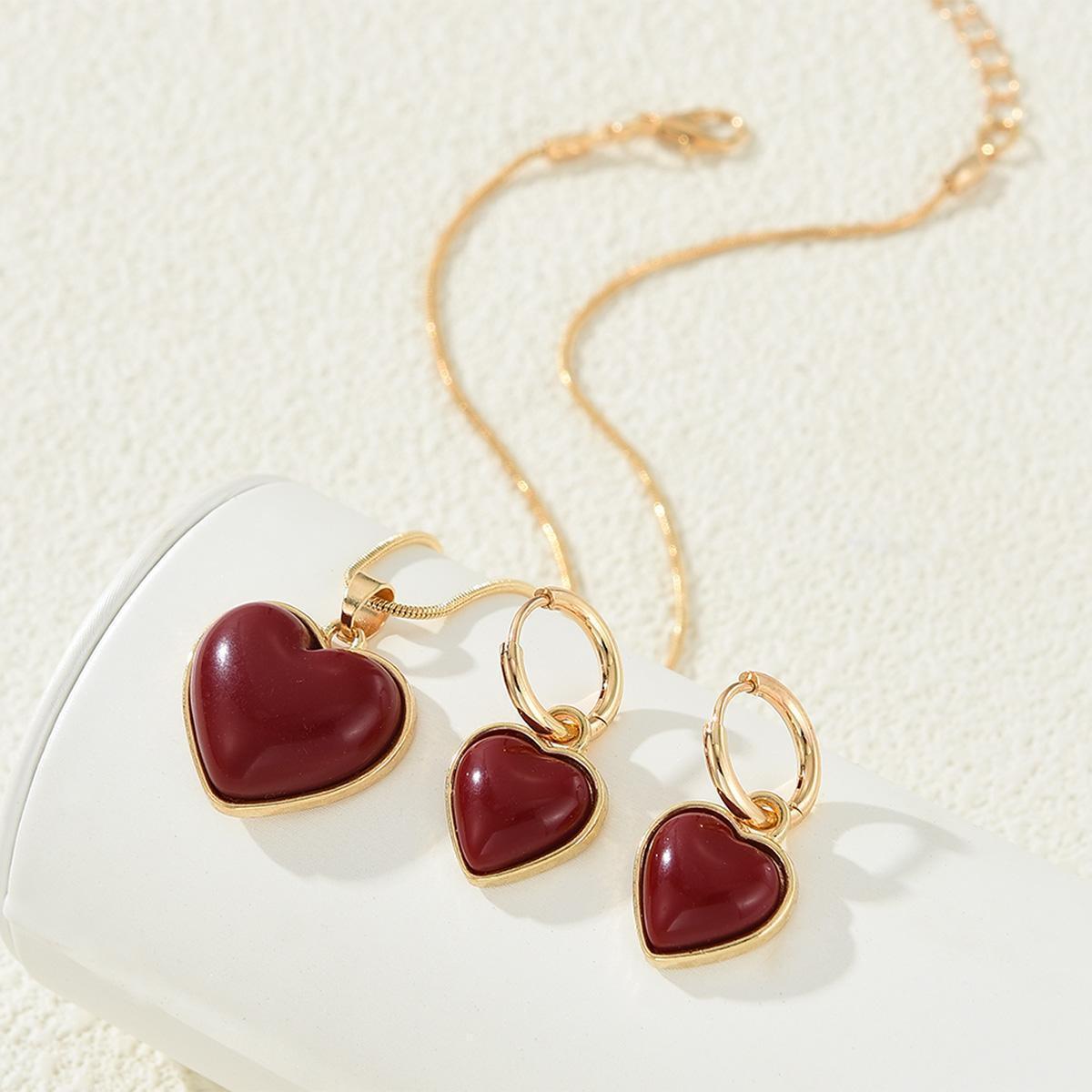 Red Love Heart Jewelry Set