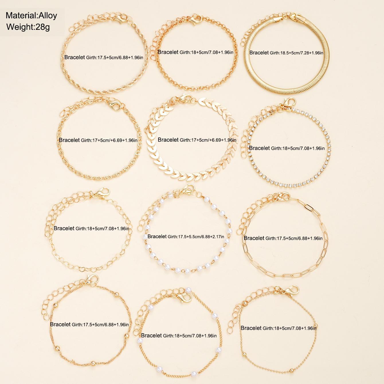 12-Piece Alloy Bracelet Set