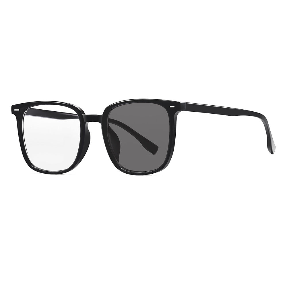Gafas fotocromáticas inteligentes con marco negro que bloquean la luz azul