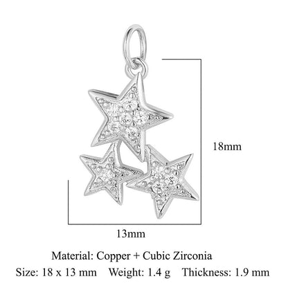 Colgante de cobre y circonita con forma de estrella y sol 