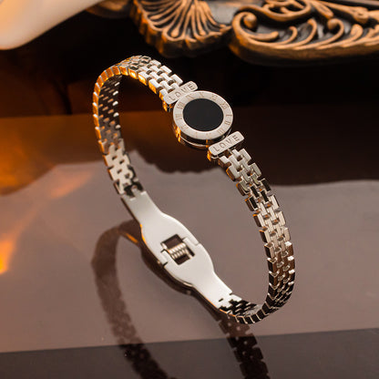 Pulseira circular digital Roman LOVE feminina em aço titânio joias banhadas a ouro 18K 