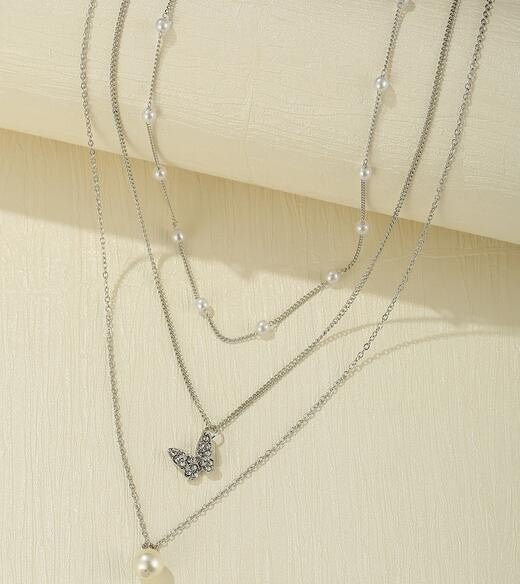 Butterfly Pearl Pendant Necklace Clavicle Chain