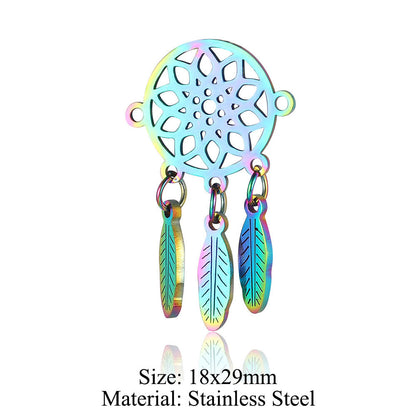 5 pcs/coated colorful dream catcher titanium steel pendant