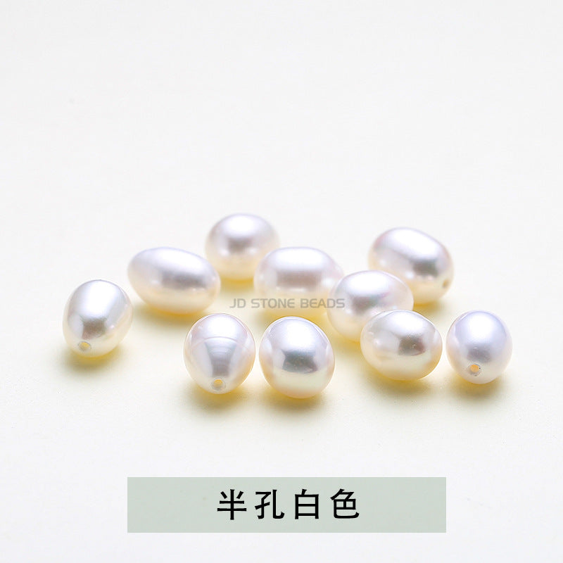 4A grade half-hole freshwater pearl rice beads loose beads