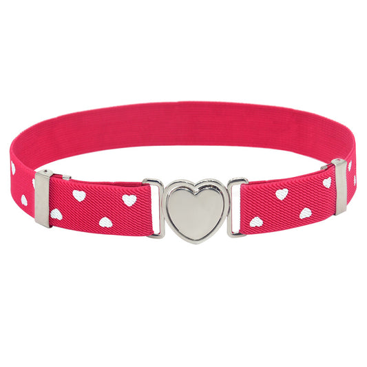 Silver Heart Buckle Adjustable Kids Belt