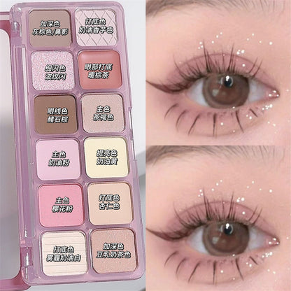 Paleta de sombras de ojos en tonos tierra mate de 12 colores 